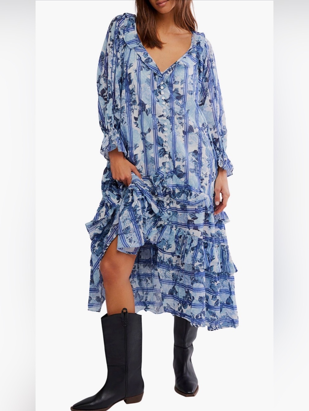 Free People Garden Wonders Long Sleeve Cotton Maxi Dress